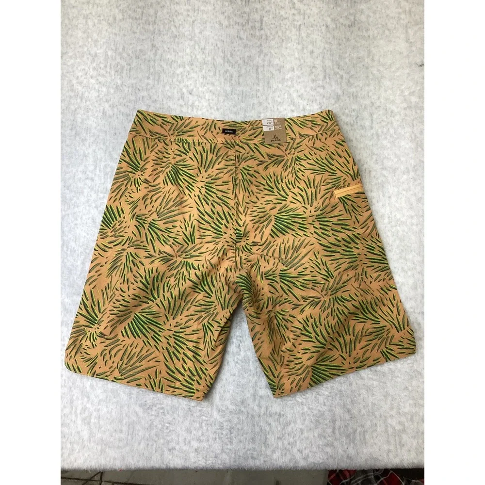 Prana Rock Shock Boardshorts Aura Glow Fronds Orange Green Mens 28 8 Inseam NEW